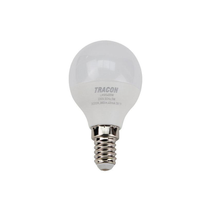 LED žárovka koule E14 5W - teplá- s chipem