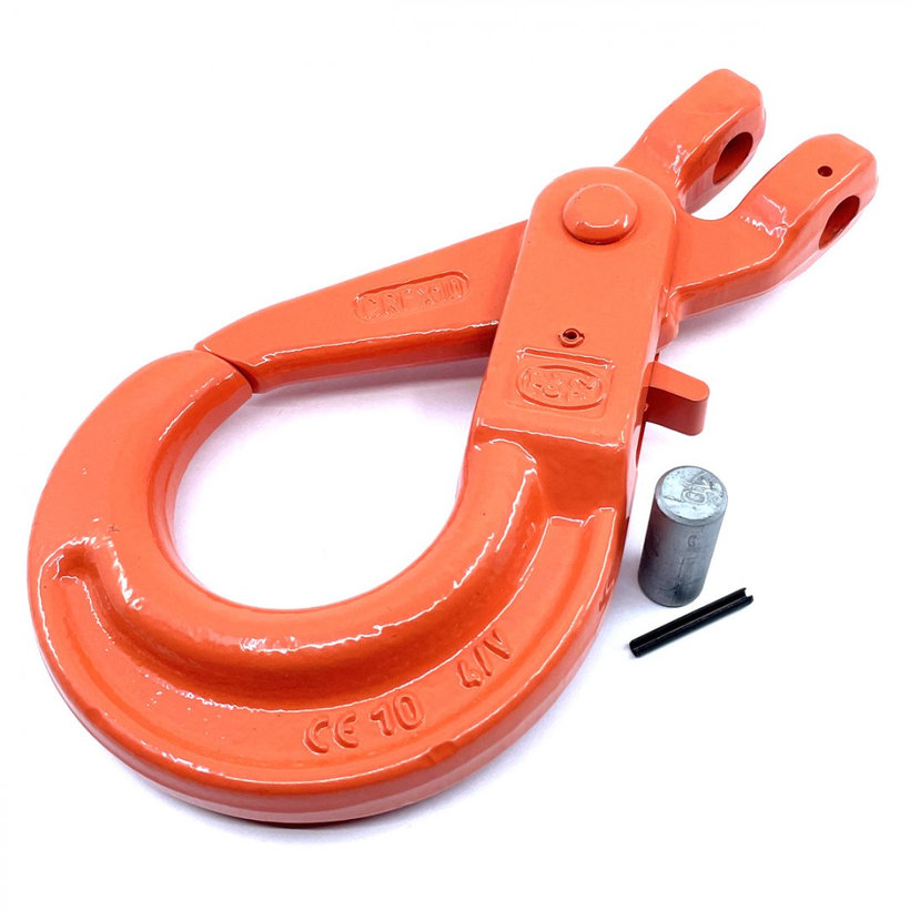 Samozajišťovací hák na řetěz s vidlicí tř 100 oranžový 16mm