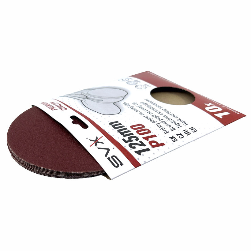 Brusný papír na suchý zip – kotouč 125 mm P100 - 10 ks