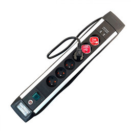 Prodlužovací kabel 6-zásuvkový, Premium-Alu-Line s USB nabíječkou