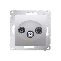 Anténní zásuvka R-TV-SAT koncová - stříbrná matná