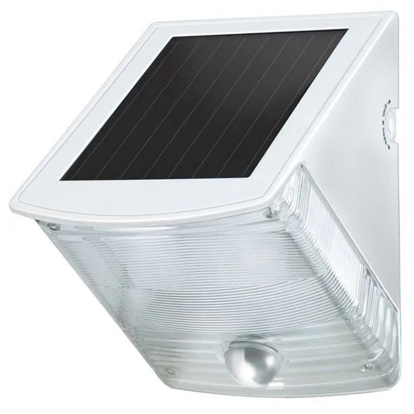 Solární LED nástěnné světlo s pohybovým PIR detektorem šedobílé