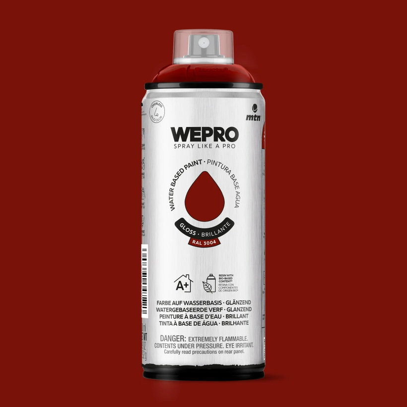 WEPRO Sprej – barva na vodní bázi, lesklá – Bacchus Red RAL 3004