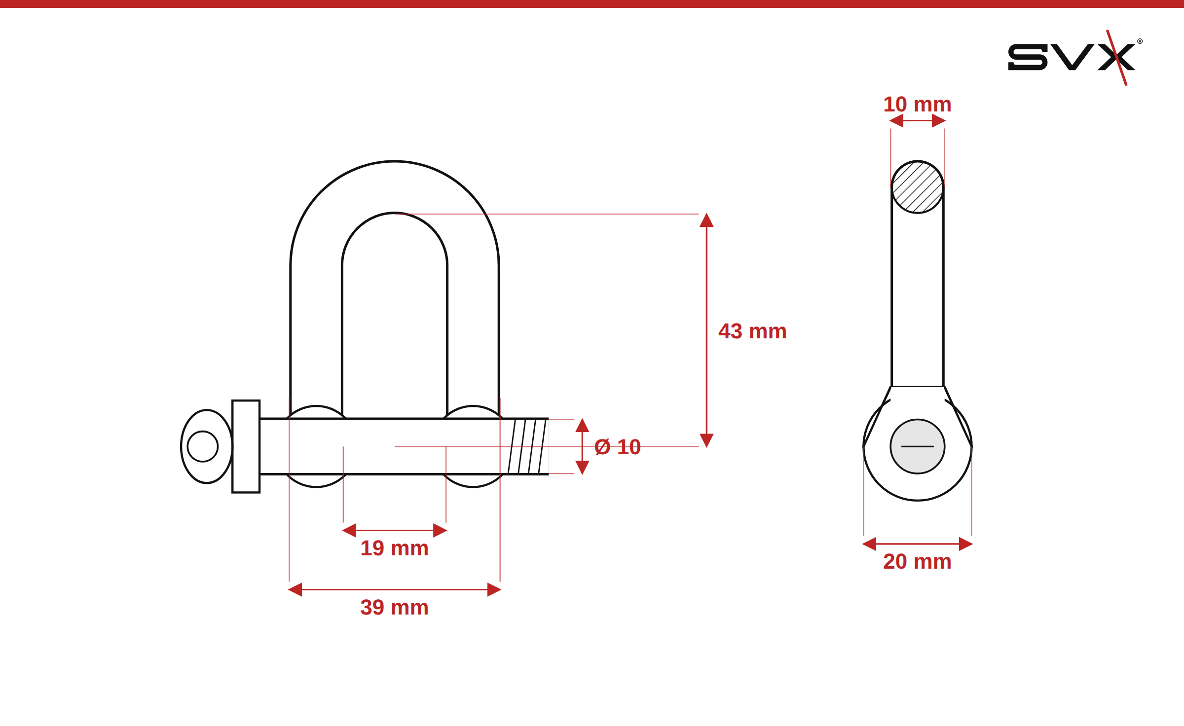 Zámek řetězu tvar D 10 mm – rozměry v mm