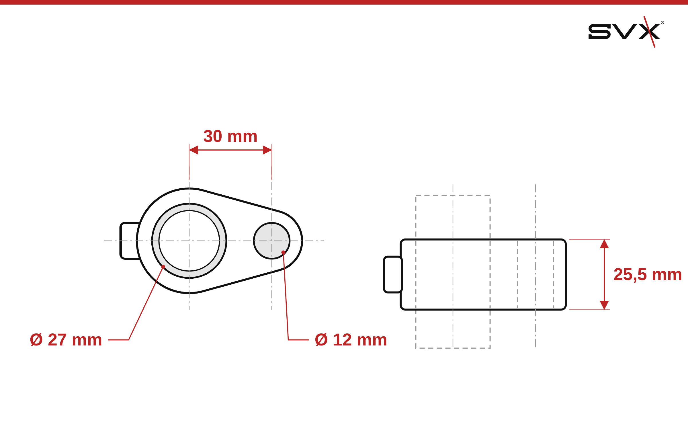 Bránová spojka samice 27 mm – rozměry v mm